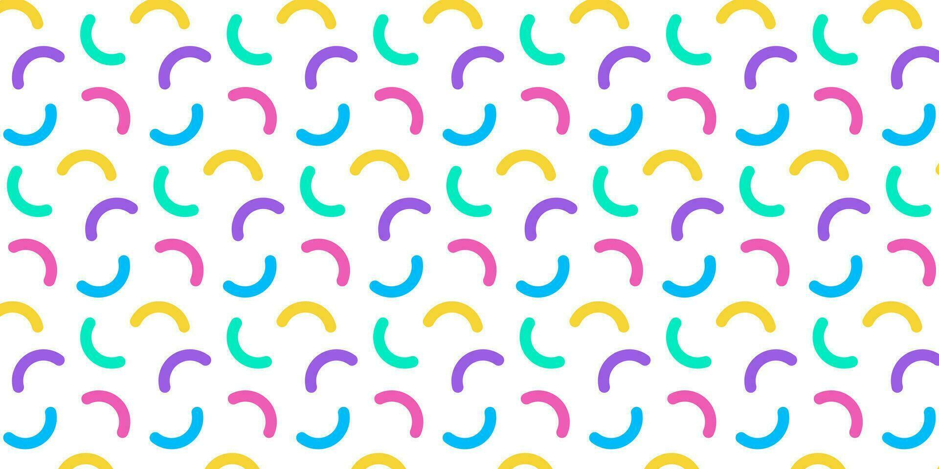 Colorful memphis style geometric pattern on white background. Vector illustration