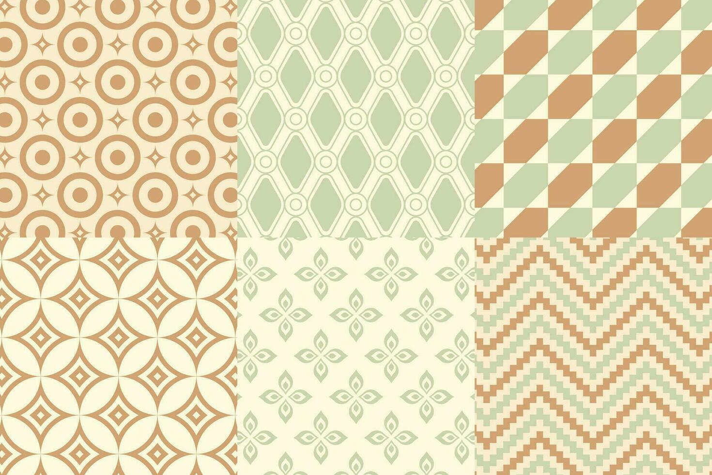 Set of pattern in retro style. Abstract texture decorative 50's, 60's, 70's style. Can be used for fabric, wallpaper, textile, wall decoration. Vector illustration