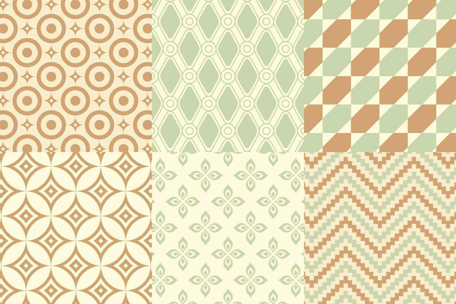 Set of pattern in retro style. Abstract texture decorative 50's, 60's, 70's style. Can be used for fabric, wallpaper, textile, wall decoration. Vector illustration