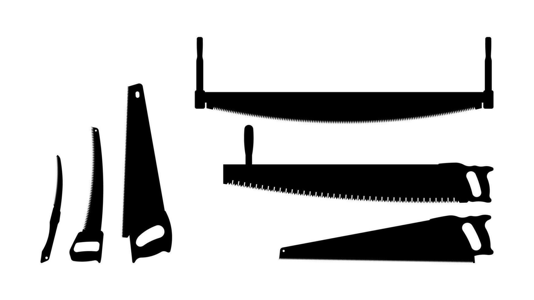 Hand saw silhouette vector. Carpentry tools for sawing wood products. vector