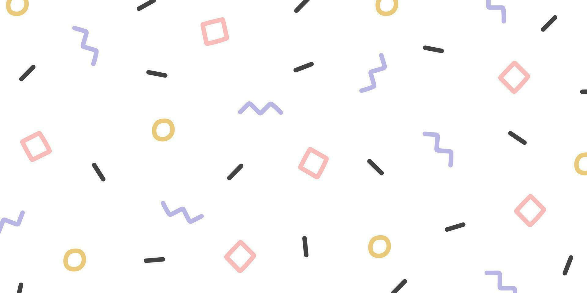 Colorful memphis style geometric pattern on white background. Vector illustration