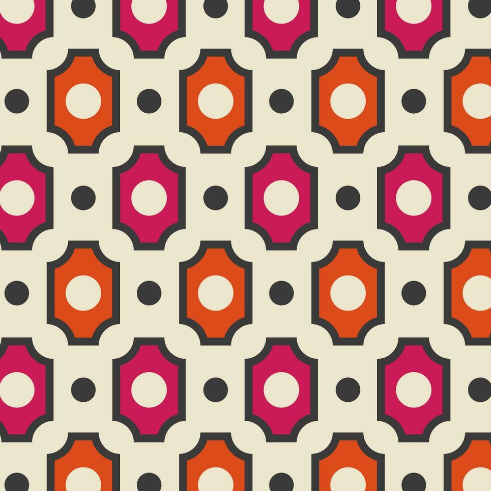 Seamless pattern in retro style. Abstract texture decorative 50's, 60's, 70's style. Can be used for fabric, wallpaper, textile, wall decoration. Vector illustration