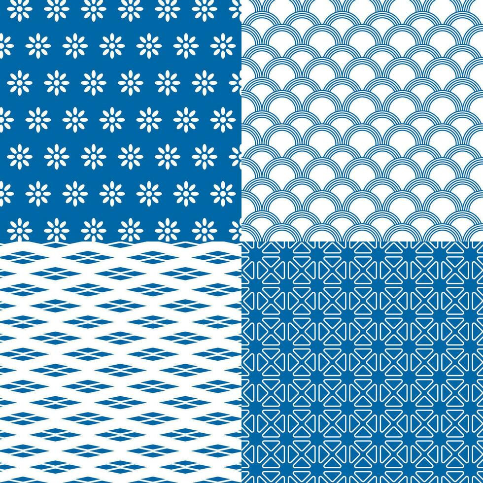 Set of pattern in japanese style. Abstract texture in japanese style. Can be used for fabric, wallpaper, textile, wall decoration. Vector illustration