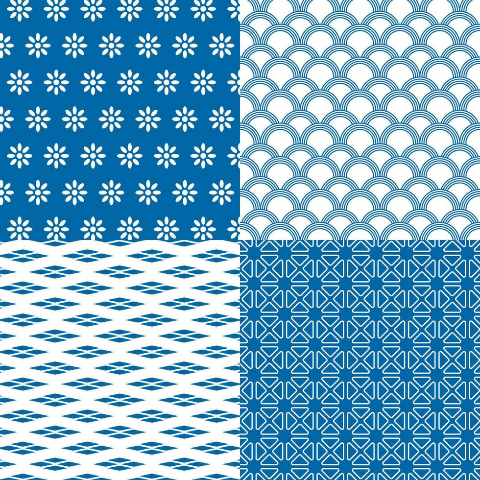 Set of pattern in japanese style. Abstract texture in japanese style. Can be used for fabric, wallpaper, textile, wall decoration. Vector illustration