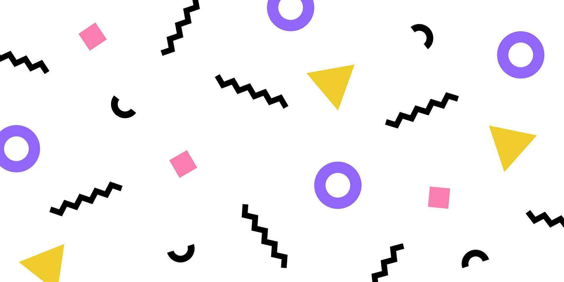 Colorful memphis style geometric pattern on white background. Vector illustration
