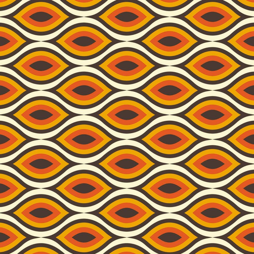 Seamless pattern in retro style. Abstract texture decorative 50's, 60's, 70's style. Can be used for fabric, wallpaper, textile, wall decoration. Vector illustration