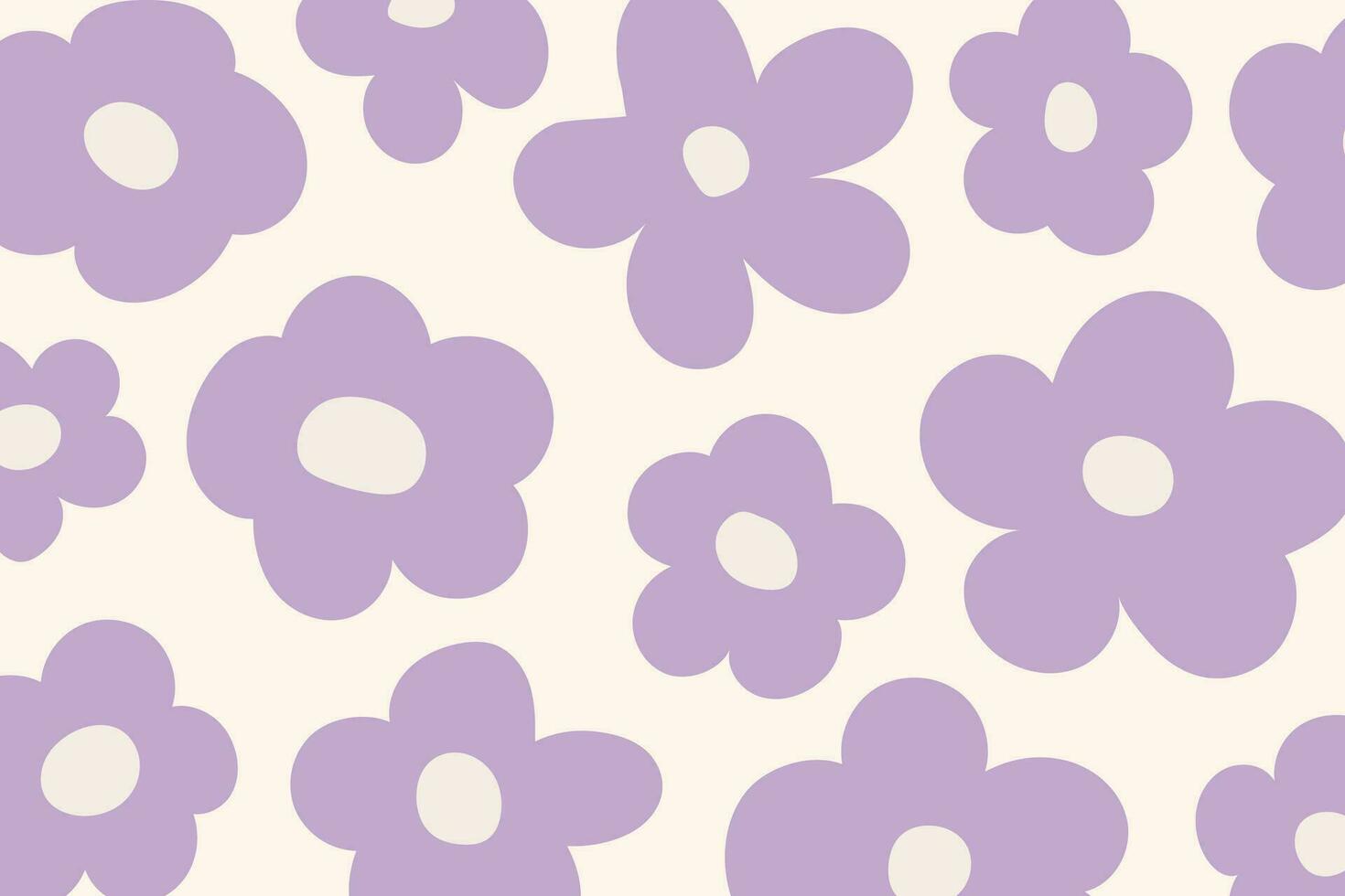 Trendy floral pattern. Hand drawn 70s style floral background illustration in pastel colors. vector