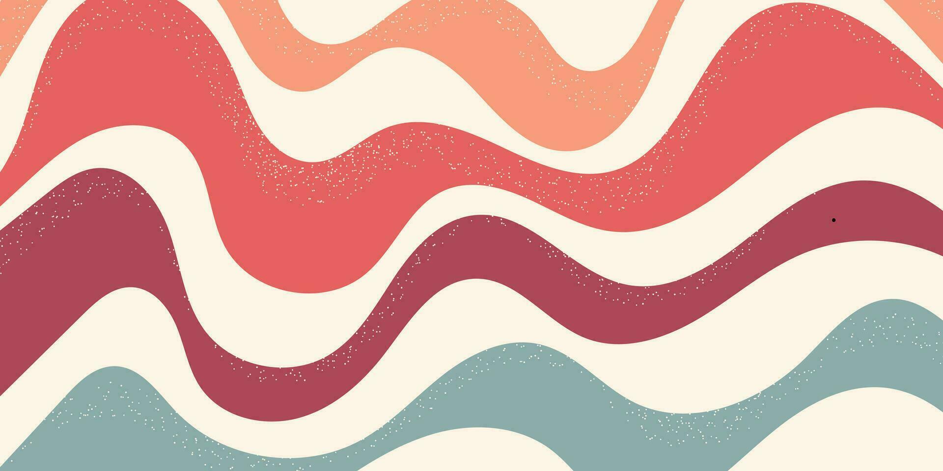 Horizontal abstract background with colorful wave pattern. Trendy vector illustration in retro style 60s, 70s.