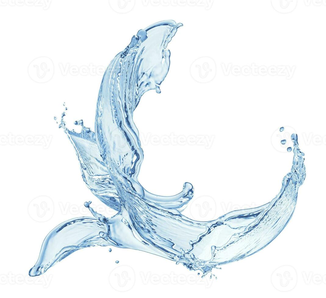 Water splash isolated on white background photo