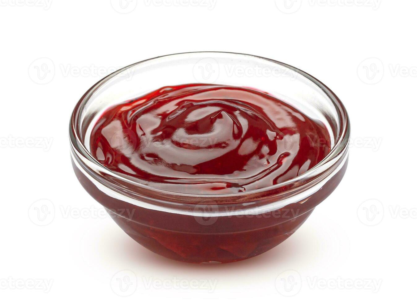 Strawberry jam isolated on white background photo
