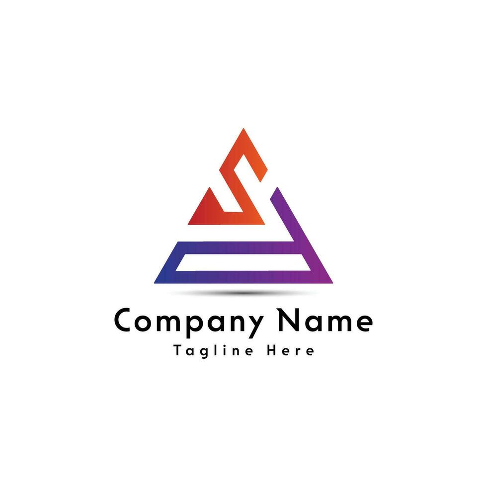 SD letter triangle shape logo design vector