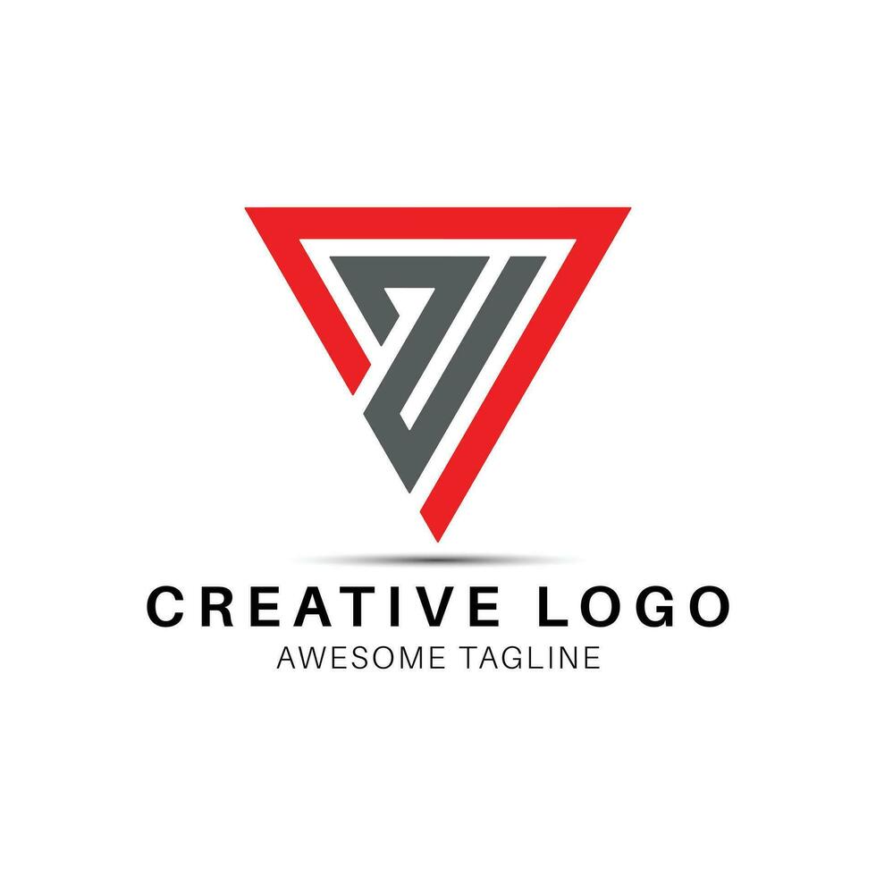 zu o tu letra triángulo forma logo diseño icono vector