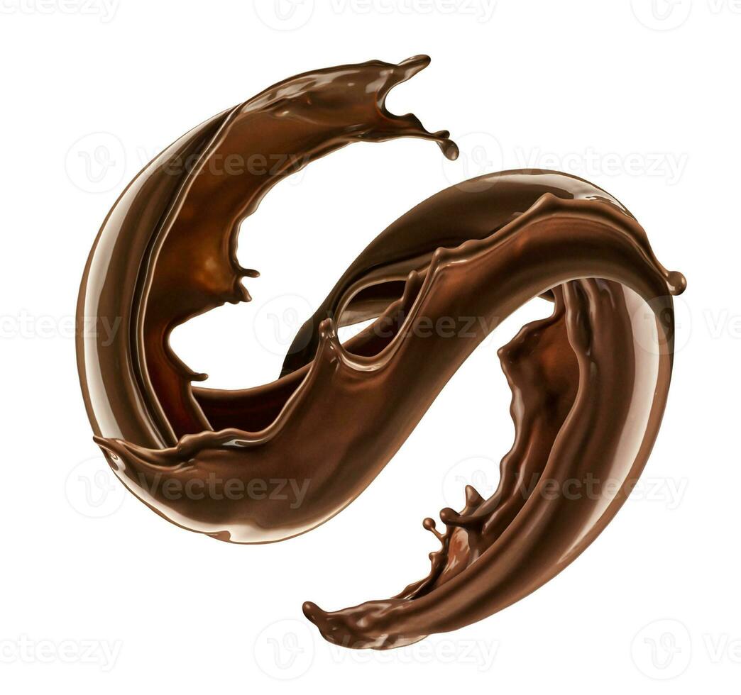 Chocolate splash isolated on white background photo