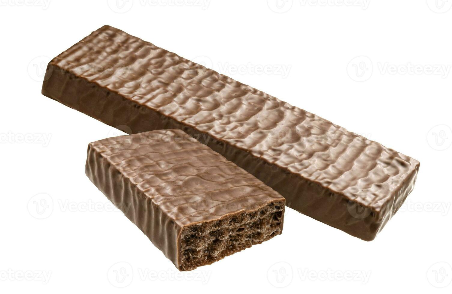 Waffle chocolate bar isolated on white background photo
