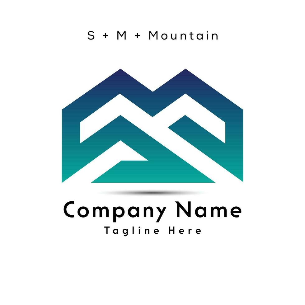 SM letter mountain logo design icon vector