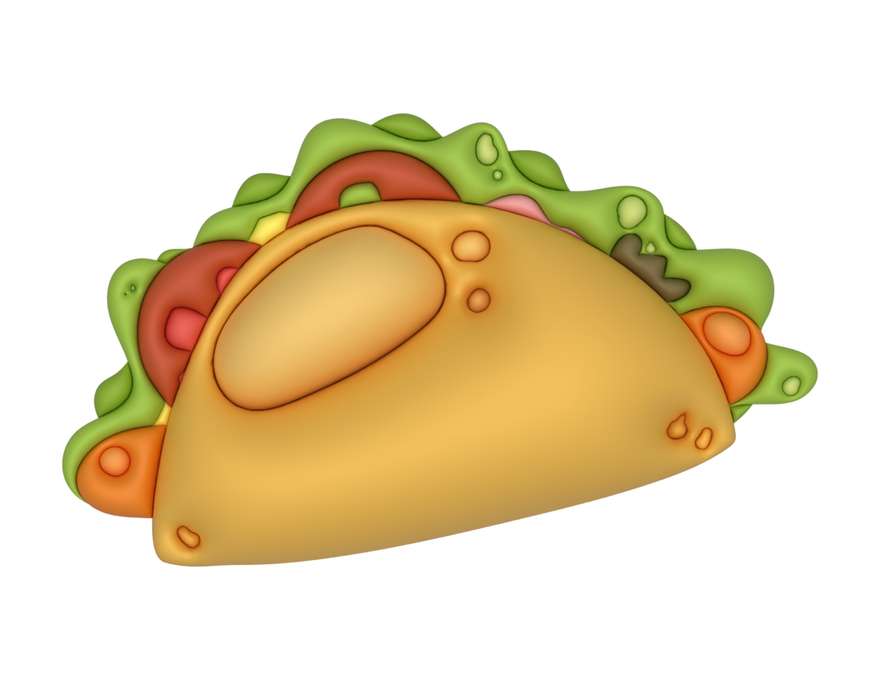 cartoon taco icon on transparent background png