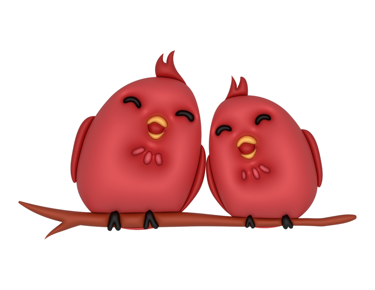 two red birds sitting on a branch png