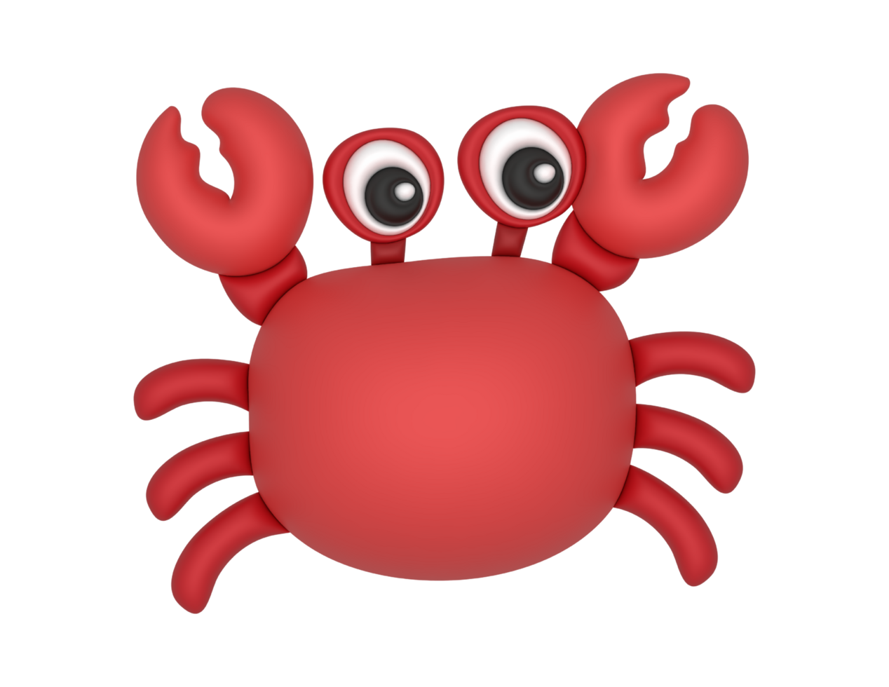 a cartoon crab with big eyes and two legs png