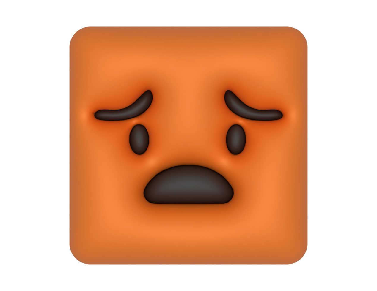 a laranja quadrado com uma triste face png