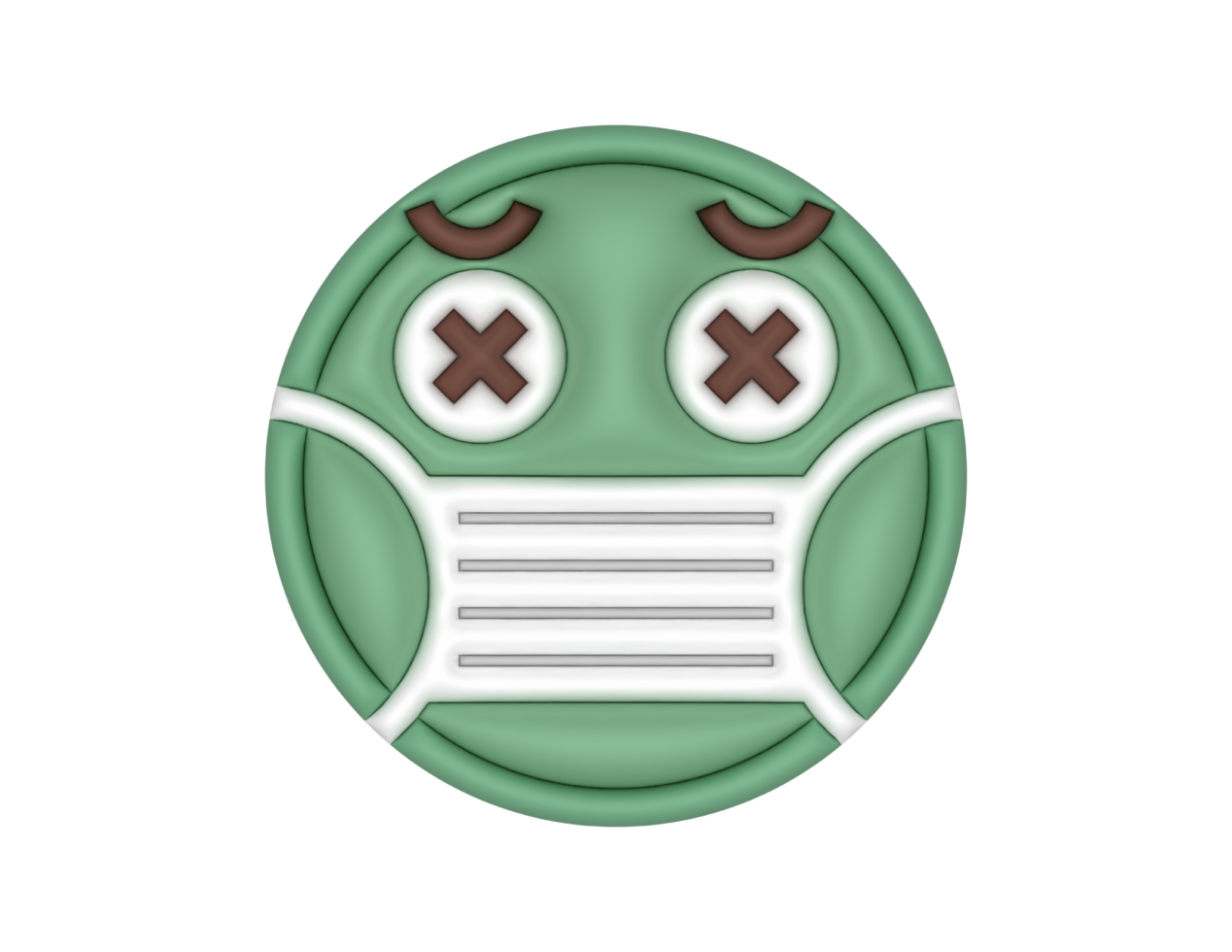 a cartoon green face with a mask on it png