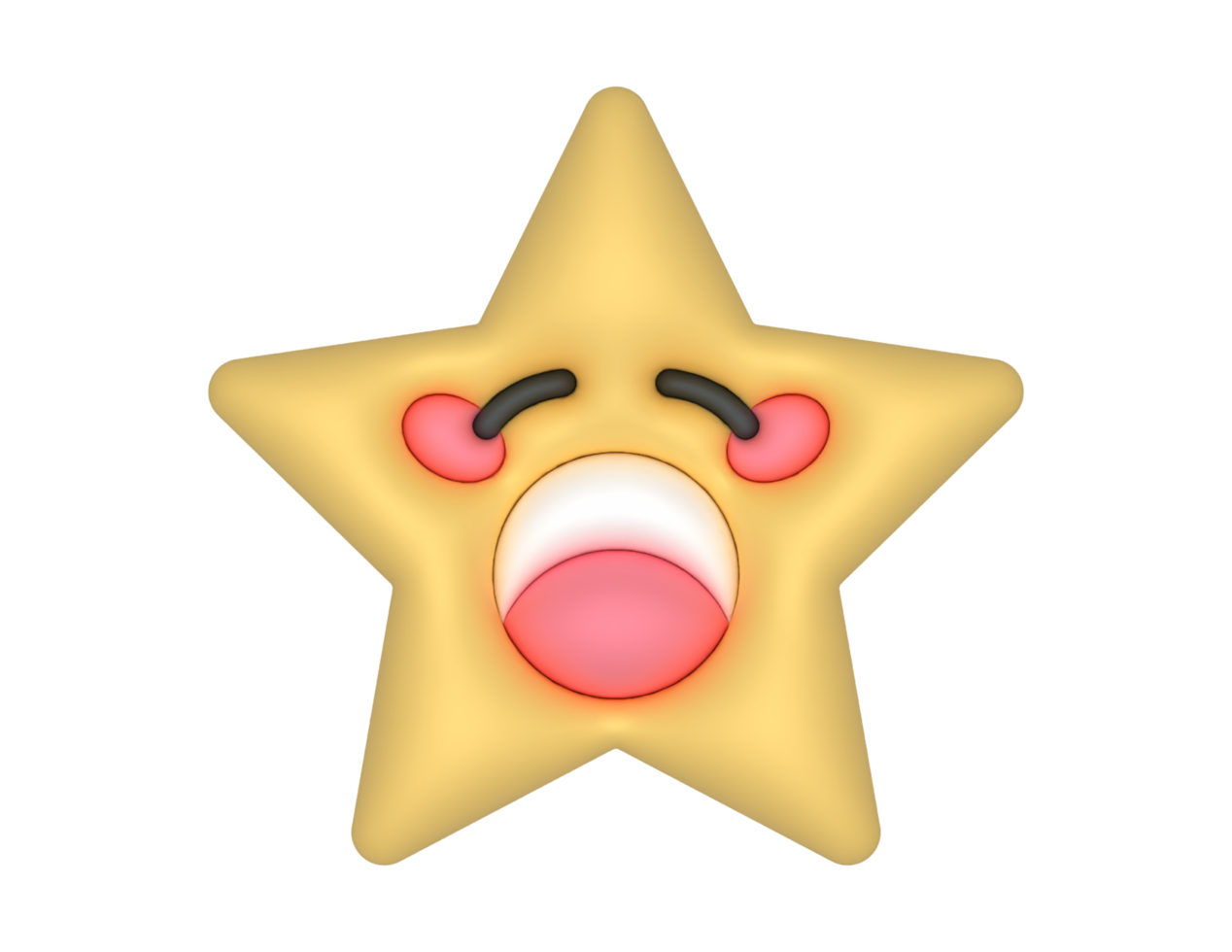 a star with a face and a pink tongue png