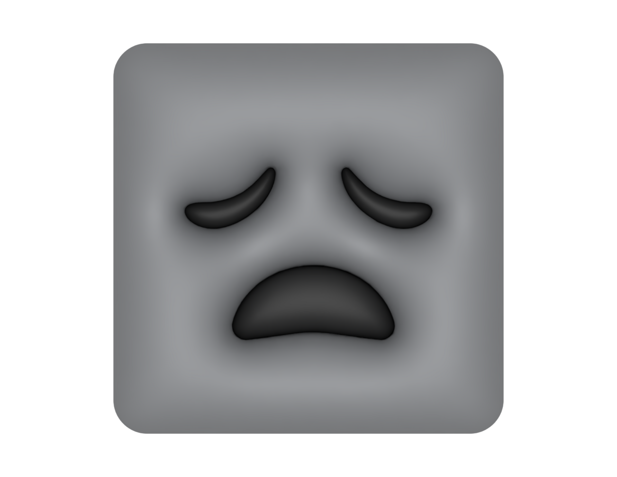 a gray square with a sad face on it png