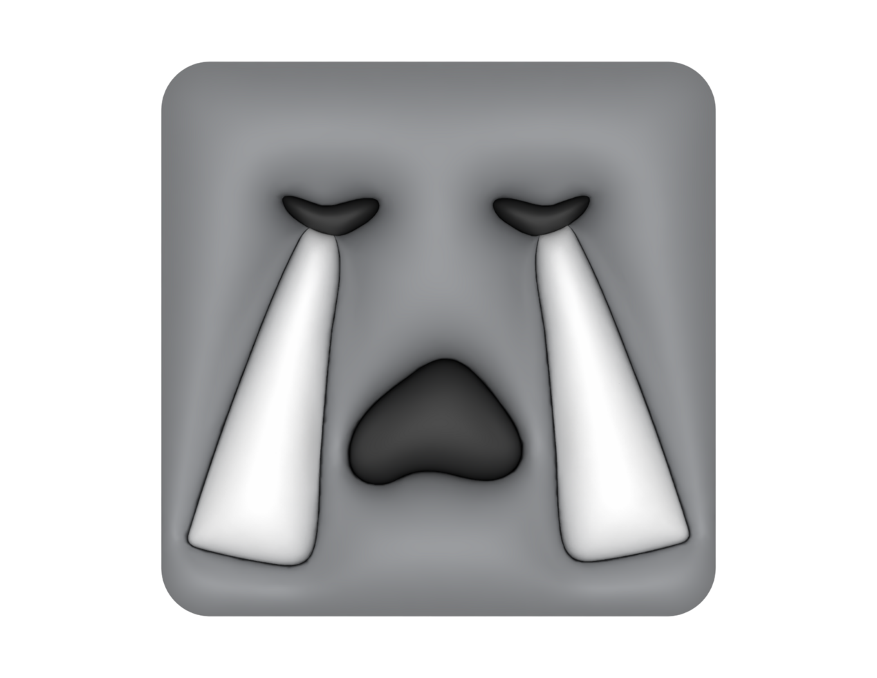 a gray square with a black nose and two white eyes png