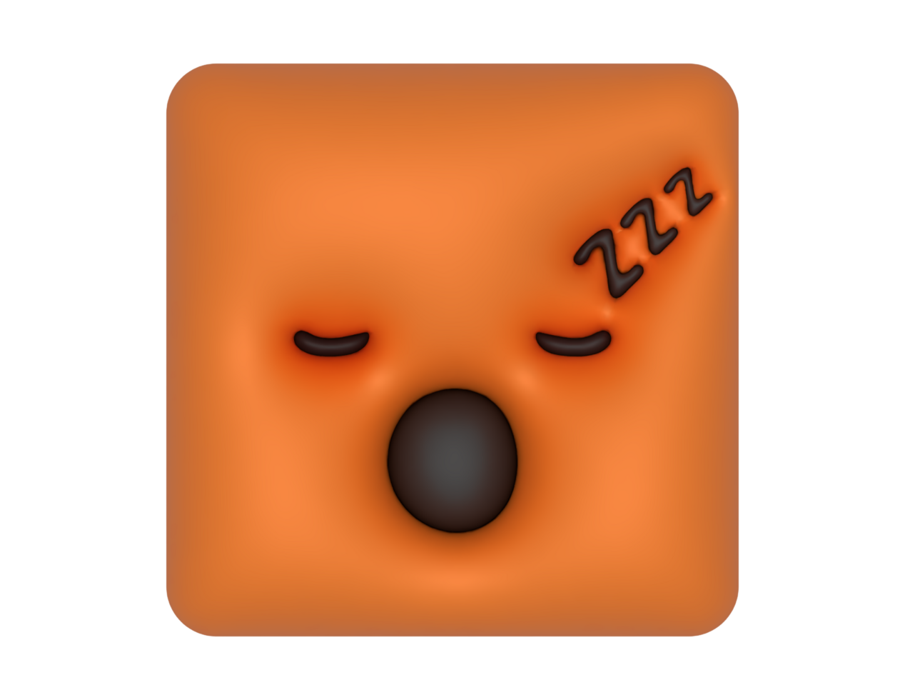 ett orange fyrkant med en sovande ansikte png