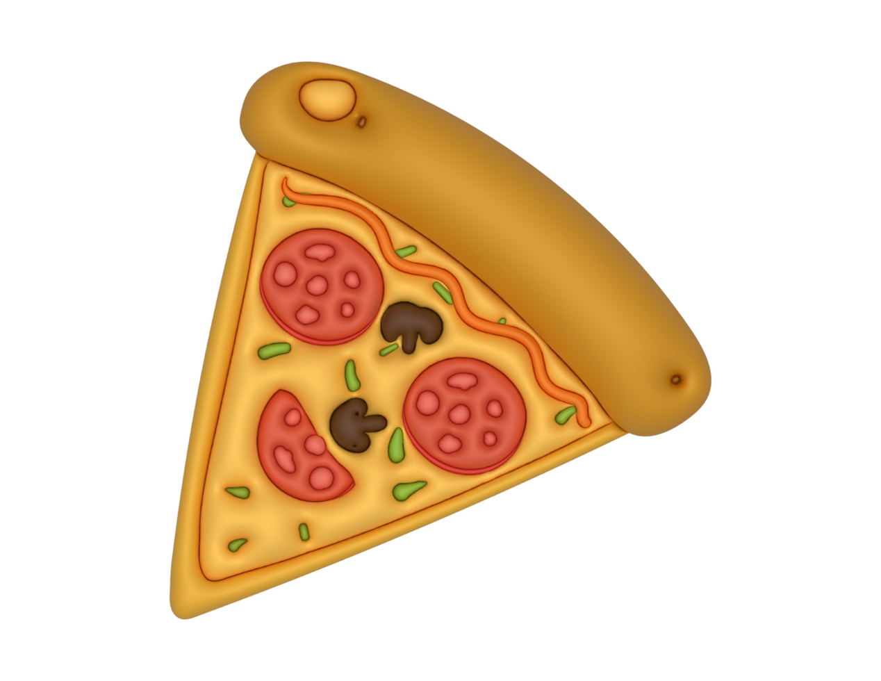 pizza slice icon, cartoon style, isolated on transparent background png