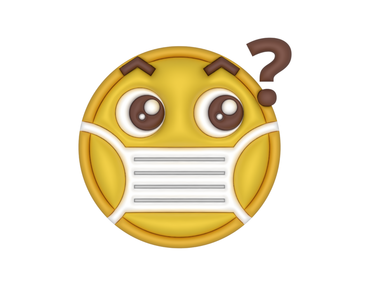 yellow face mask emoji with question mark png
