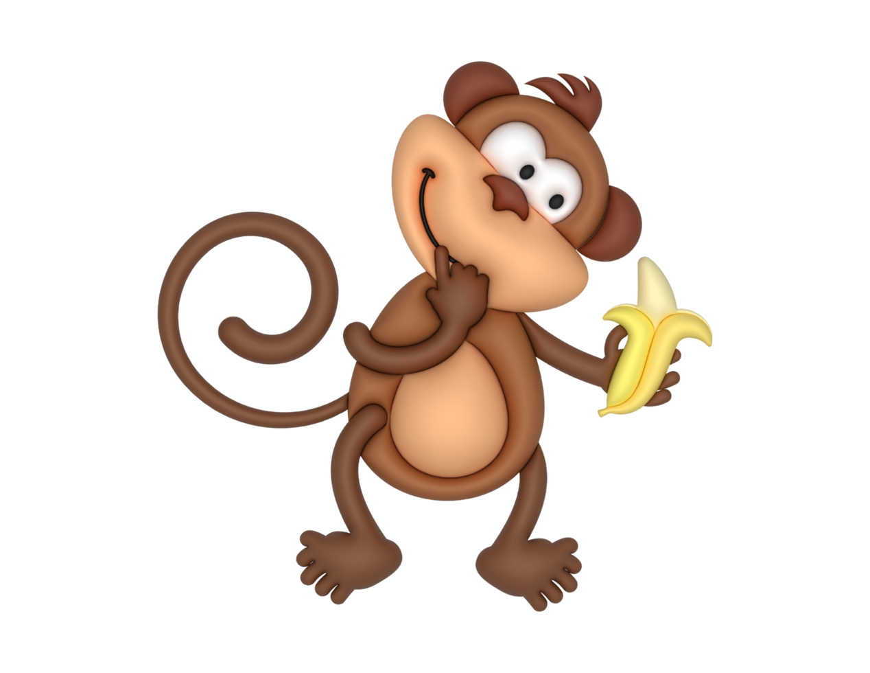 cartoon monkey holding a banana, png