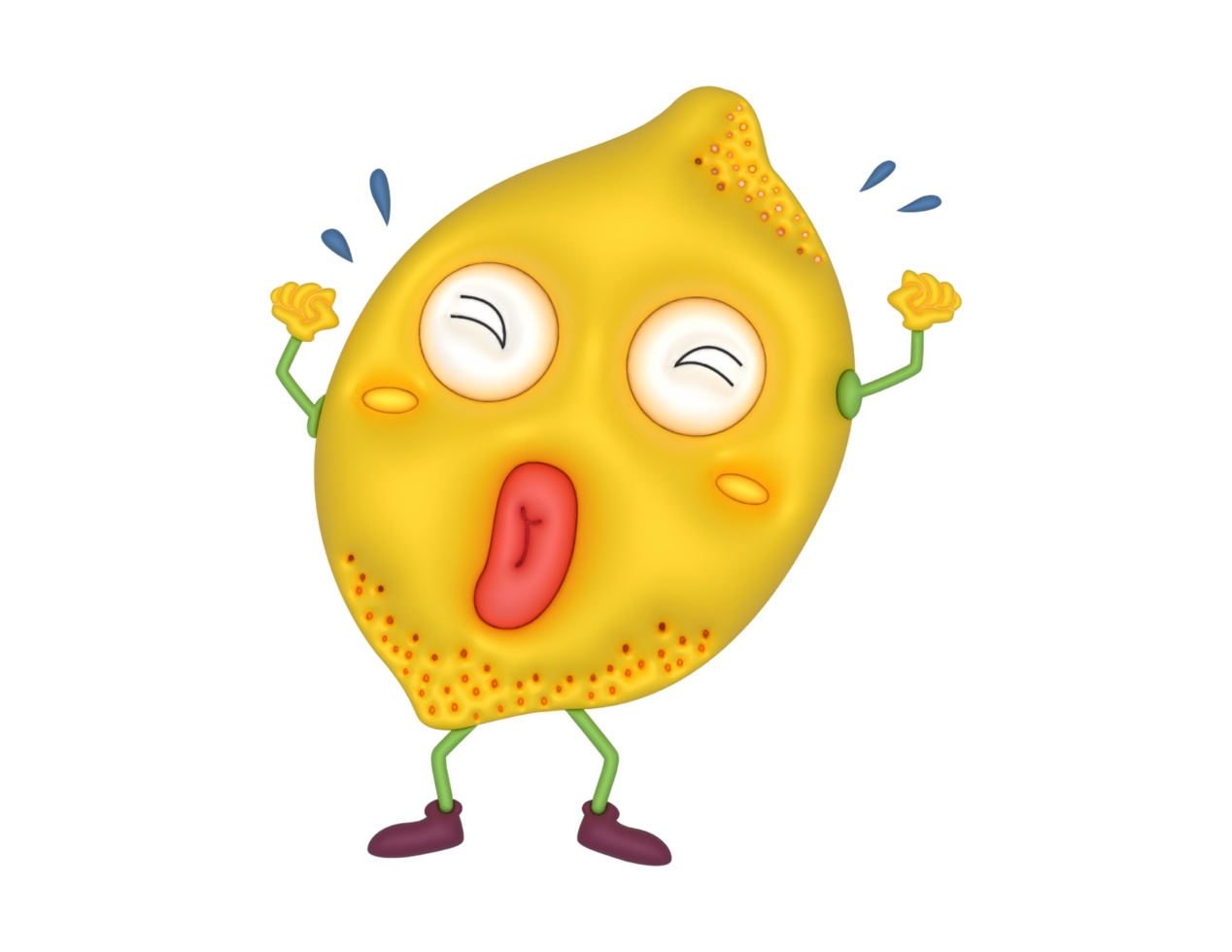 a cartoon lemon character with a surprised expression png