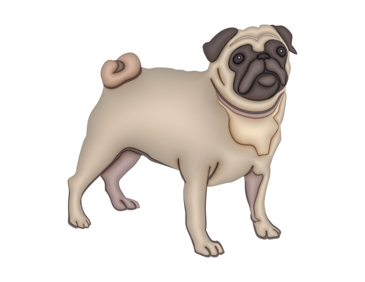 a cartoon pug dog standing on a transparent background png