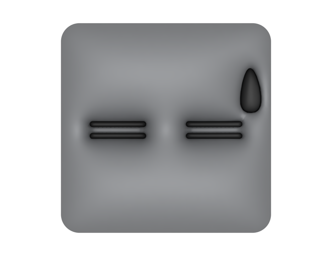 a gray square with two eyes on it png