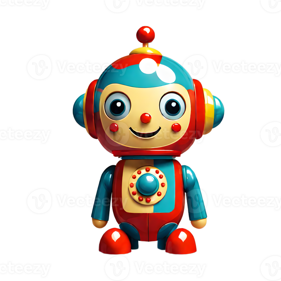 Retro toys on transparent background. ai generative png