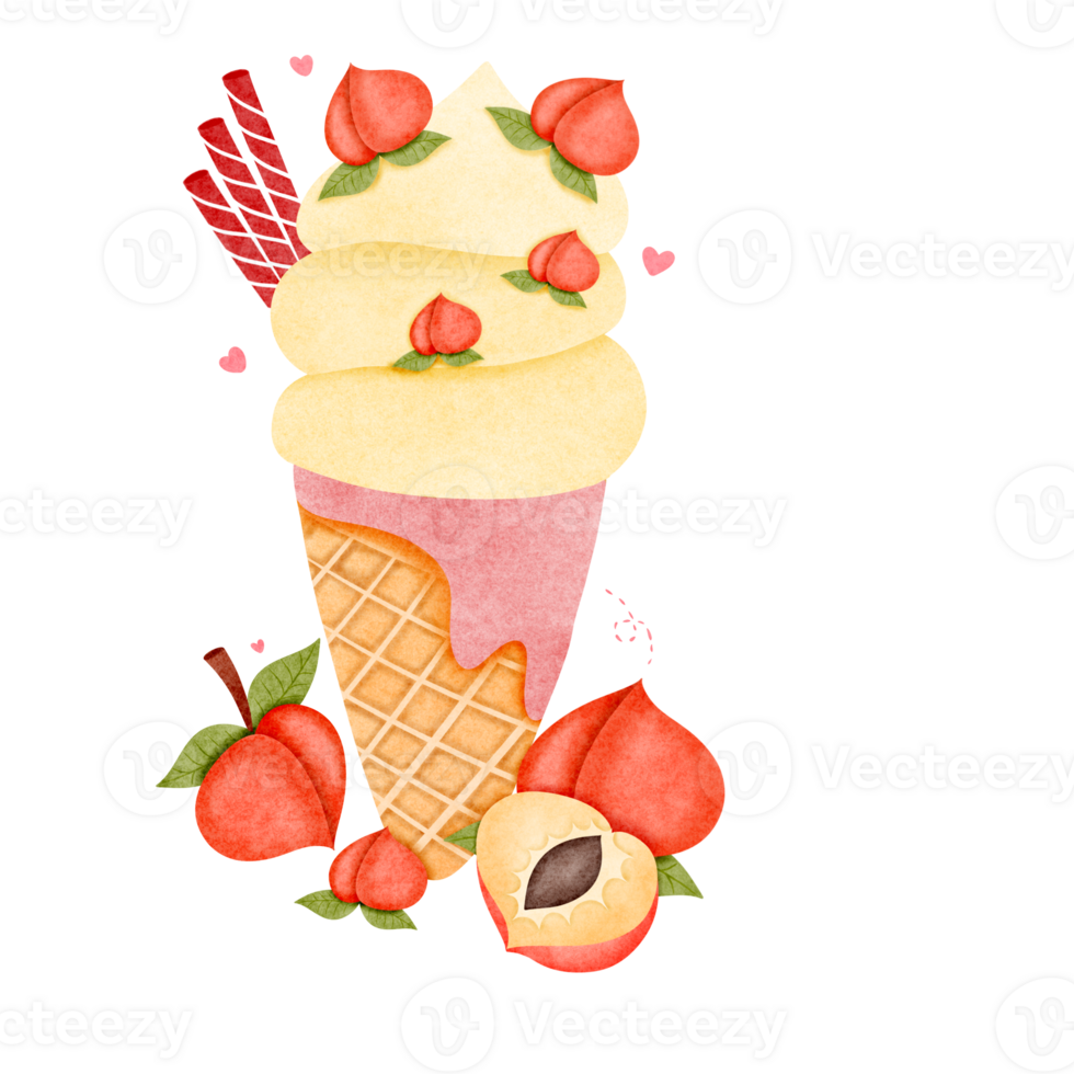 Translucent peach ice cream png