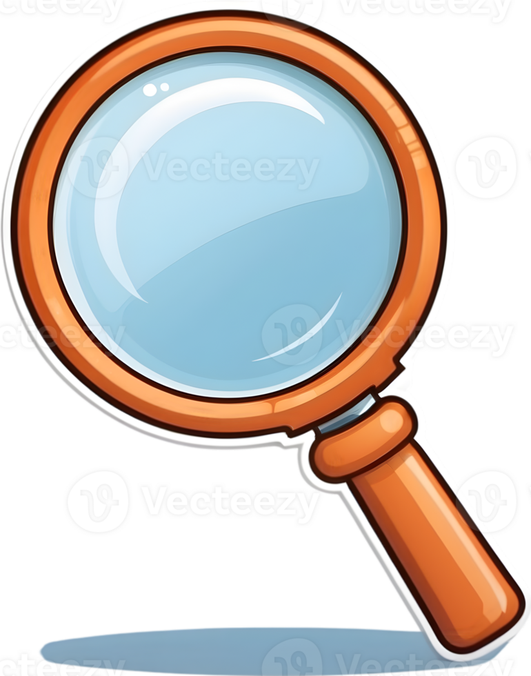magnifying glass icon, transparent background png ai generative