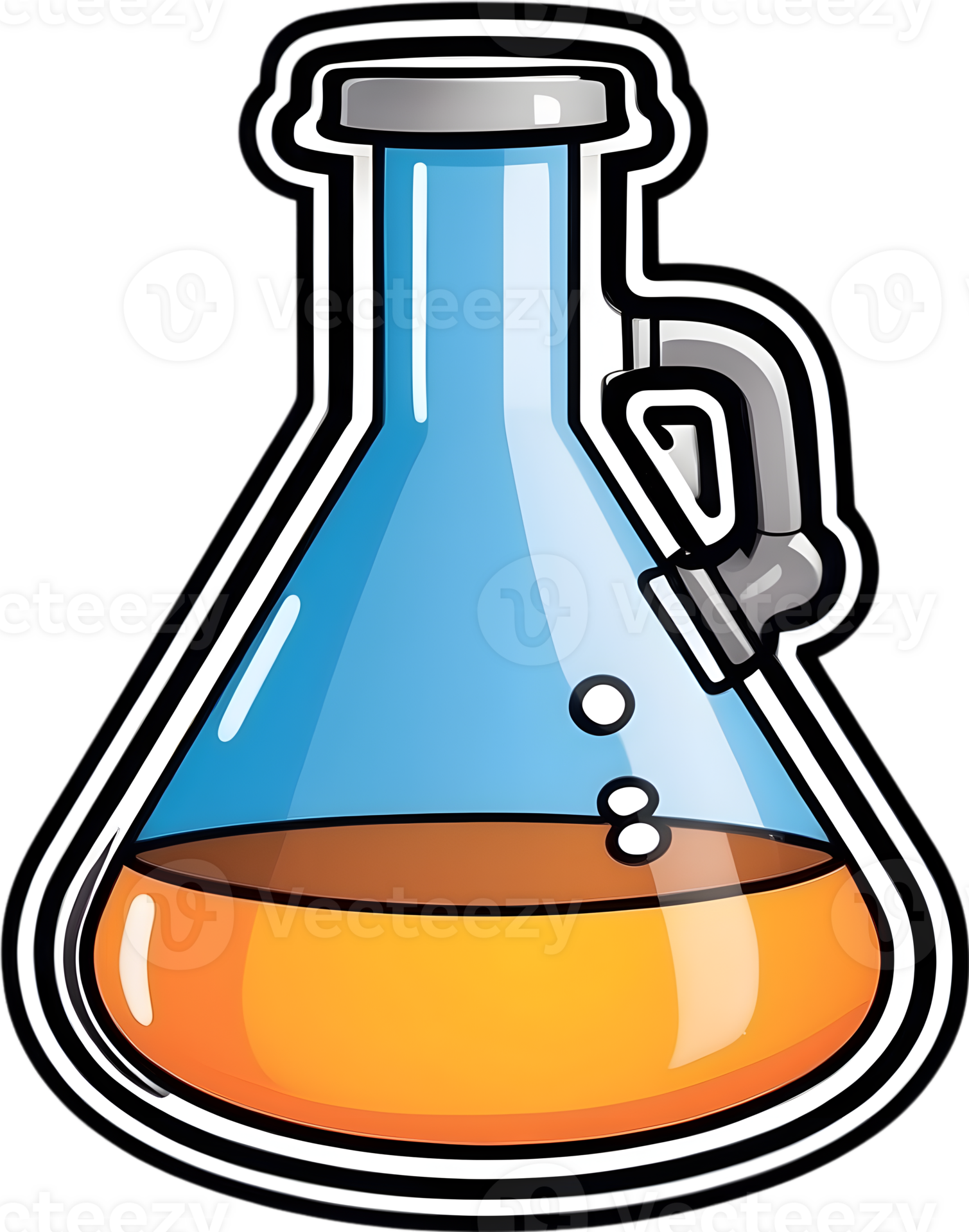 cartoon bottle with liquid in it, png Science Flask ai generative