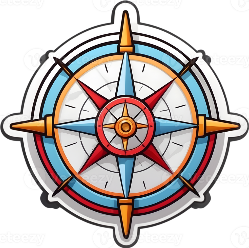 cartoon compass icon, png, transparent background ai generative png