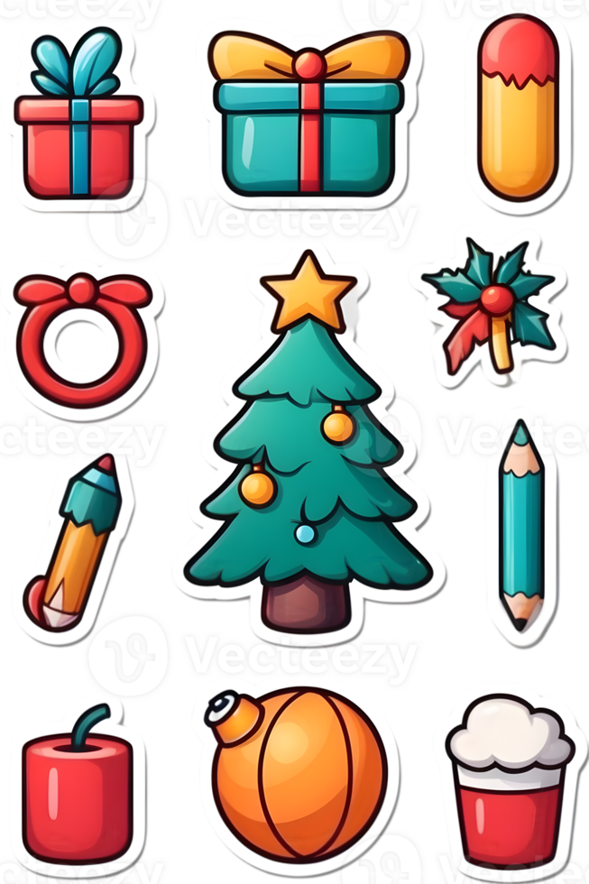 christmas icons set illustration ai generative png