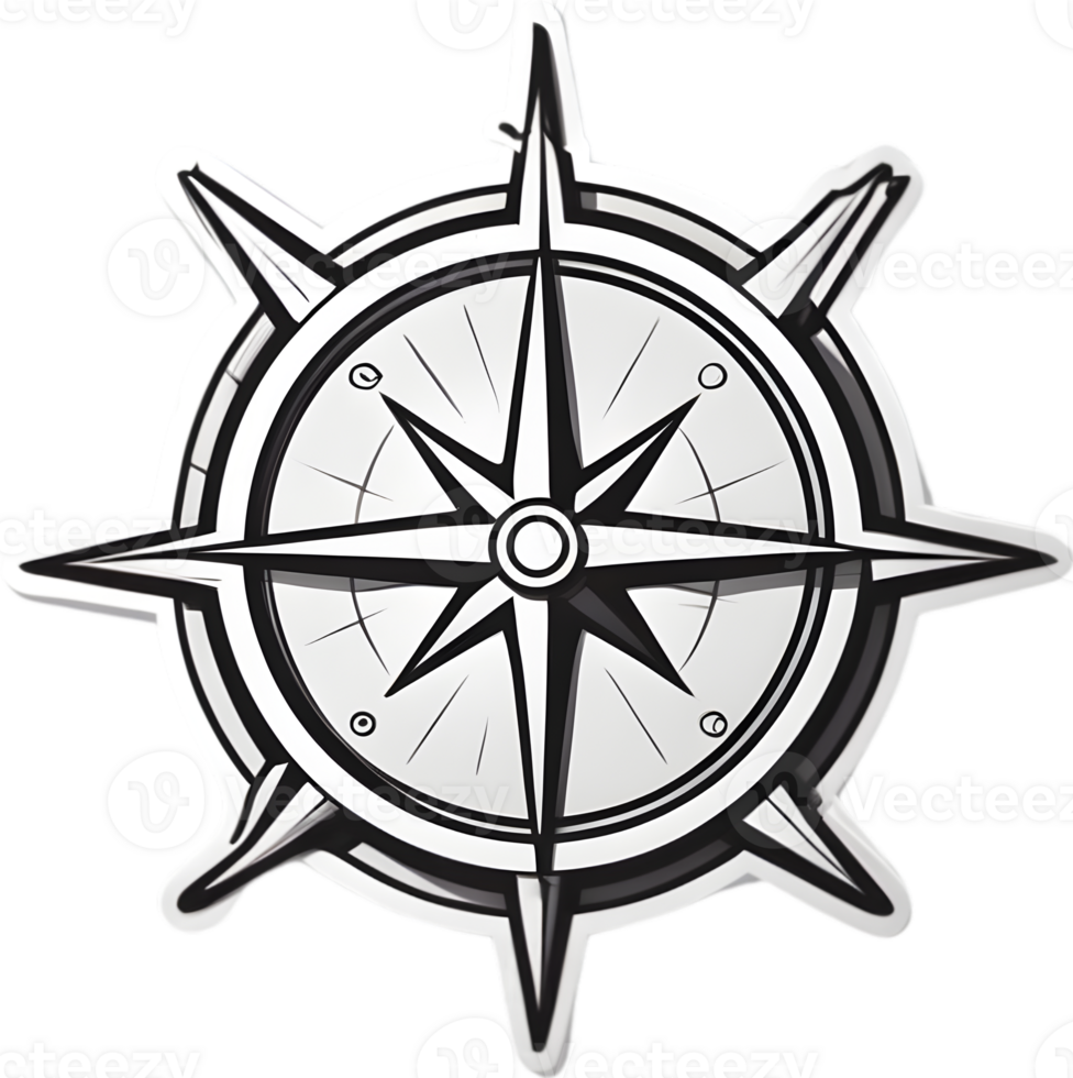 cartoon compass icon, png, transparent background ai generative png