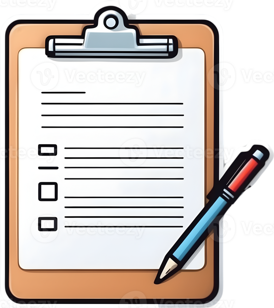 clipboard with pencil and checklist png ai generative