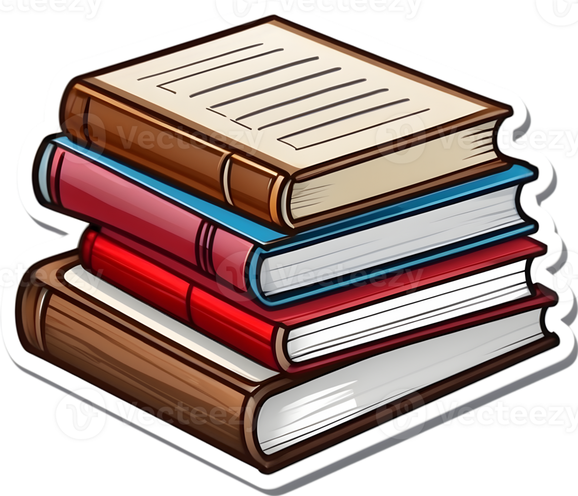 a stack of books on ai generative png