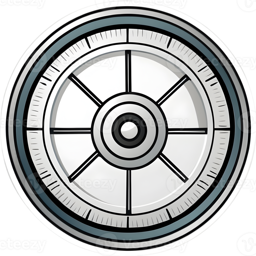 a black and white drawing of a circular design compass  ai generative png