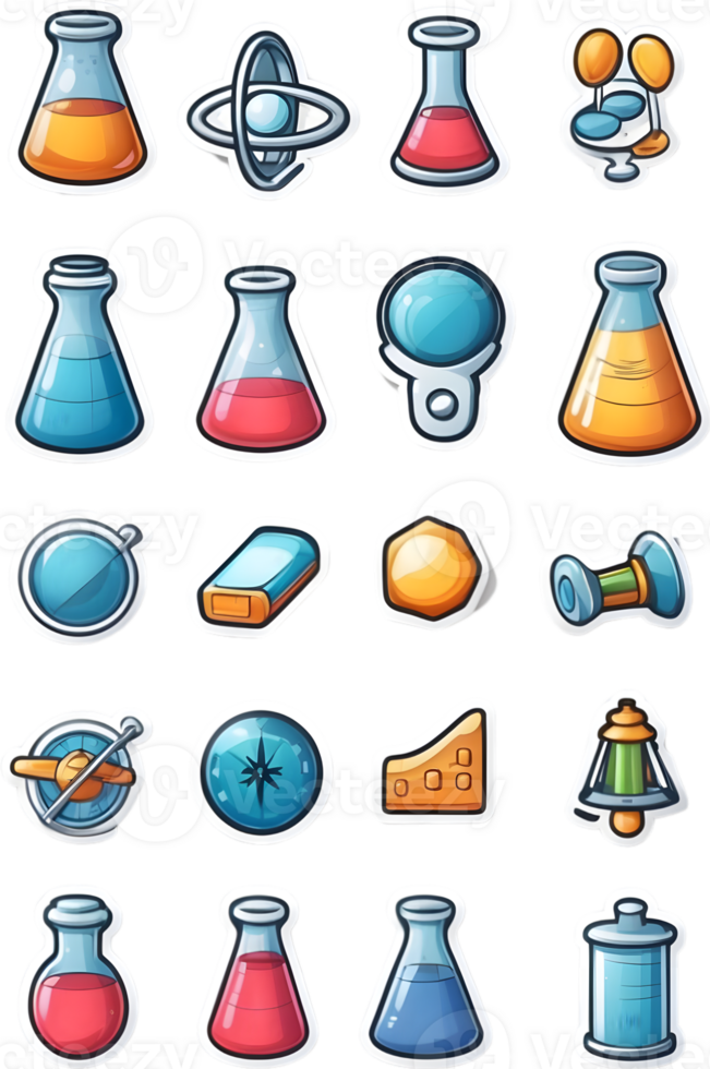 various school supplies icons on ai generative png