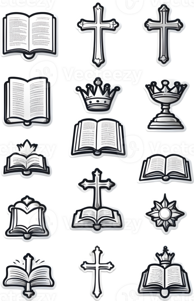 a set of icons with crowns, crowns, and other religious symbols ai generative png