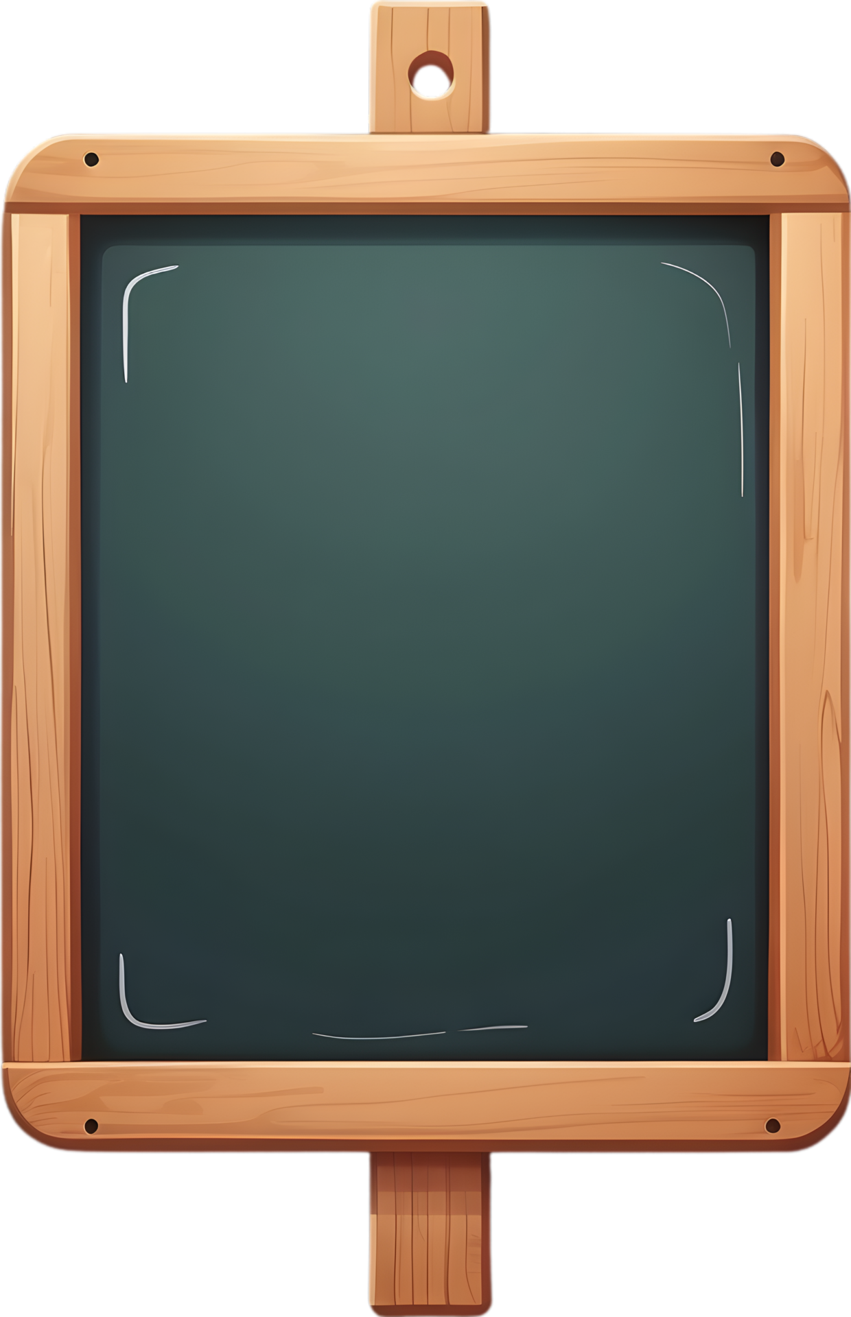 Chalk board isolated on transparent background. blackboard