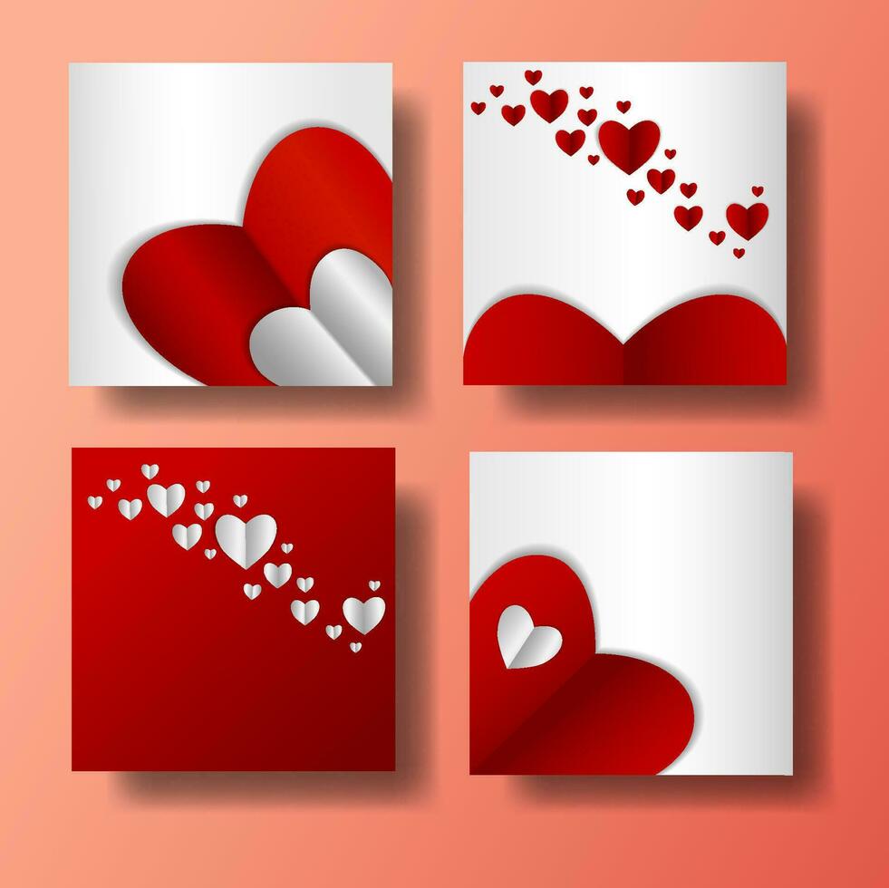 Set of Editable banner template design. Valentines day sale social media. Red background with abstract line shape. Suitable for social media, and banners. Vector design with a photo collage