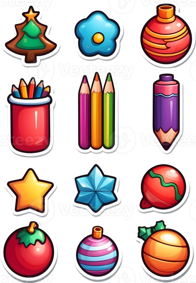 christmas icons set illustration ai generative png