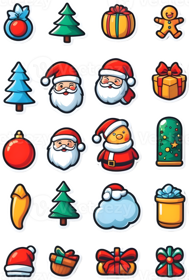 christmas icons set illustration ai generative png